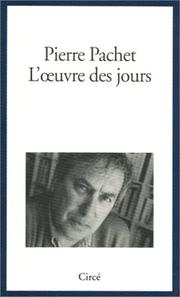 Cover of L' œuvre des jours by Pierre Pachet