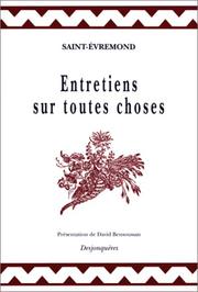 Front cover of Entretiens sur toutes choses by Saint-Évremond