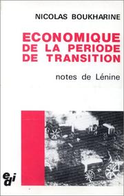 Front cover of Économique de la période de transition by Nikolaĭ Ivanovich Bukharin