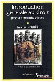 Cover of Introduction générale au droit by Xavier Labbée