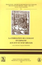 Front cover of La formation de l'enfant en Espagne aux XVIe et XVIIe siècles by Augustin Redondo