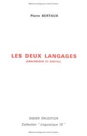 Cover of Les deux langages by Pierre Bertaux