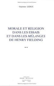 Front cover of Morale et religion dans les essais et dans les Mélanges de Henry Fielding by Guyonne Leduc