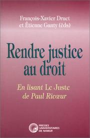 Front cover of Rendre justice au droit by Druet/Ganty/