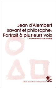 Front cover of Jean d'Alembert, savant et philosophe by Centre international de synthèse.