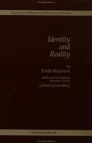Cover of Identité et réalité by Emile Meyerson
