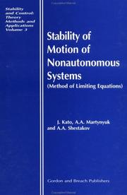 Front cover of Stability of motion of nonautonomous systems by J. Kato