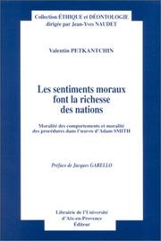 Front cover of Les sentiments moraux font la richesse des nations by Valentin Petkantchin