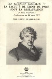 Front cover of Les sciences sociales et la Faculté de droit de Paris sous la Restauration by Madeleine Ventre-Denis
