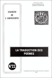 Front cover of La Traduction des poèmes by Yves Alain Favre
