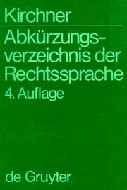 Cover of Abkürzungsverzeichnis der Rechtssprache by Hildebert Kirchner