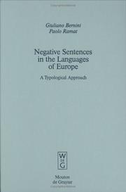 Front cover of Negative sentences in the languages of Europe by Giuliano Bernini