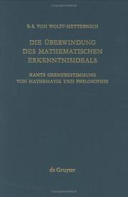 Front cover of Die Überwindung des mathematischen Erkenntnisideals by Brigitta-Sophie von Wolff-Metternich