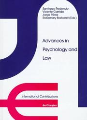 Front cover of Advances in Psychology and Law by Spain) European Conference of Psychology and Law (4th : 1994 : Barcelona