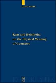 Front cover of Kant And Helmholtz on the Physical Meaning of Geometry (Quellen Und Studien Zur Philosophie) by David Hyder
