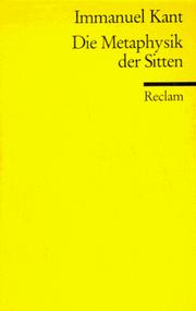 Cover of Die Metaphysik der Sitten by Immanuel Kant