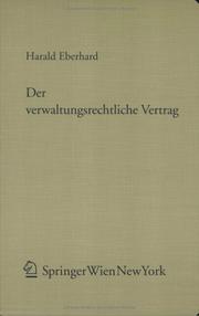 Cover of Der verwaltungsrechtliche Vertrag by Harald Eberhard