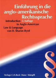 Front cover of Introduction to Anglo-American law & language = by B. Sharon Byrd