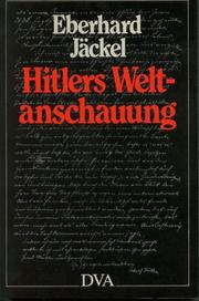 Cover of Hitlers Weltanschauung by Eberhard Jäckel