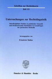 Front cover of Untersuchungen zur Rechtslinguistik by Friedrich Müller