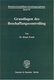 Front cover of Grundlagen des Beschaffungscontrolling by Birgit Friedl