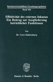 Front cover of Effektivität des externen Inkassos by Cora Stahrenberg