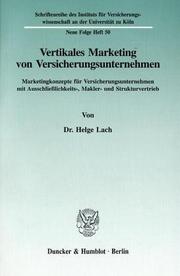 Front cover of Vertikales Marketing von Versicherungsunternehmen by Helge Lach