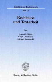 Cover of Rechtstext und Textarbeit by Friedrich Müller