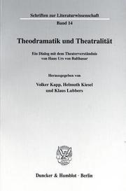 Front cover of Theodramatik und Theatralität by Volker Kapp