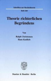 Front cover of Theorie richterlichen Begrundens by Ralph Christensen