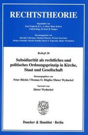 Cover of Subsidiarität als rechtliches und politisches Ordnungsprinzip in Kirche, Staat und Gesellschaft by Peter Blickle