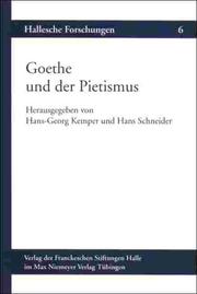 Front cover of Goethe und der Pietismus by Hans-Georg Kemper