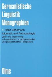 Front cover of Idiomatik und Anthropologie by Hans Schemann