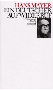 Front cover of Ein Deutscher auf Widerruf by Hans Mayer