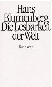 Cover of Die Lesbarkeit der Welt by Hans Blumenberg