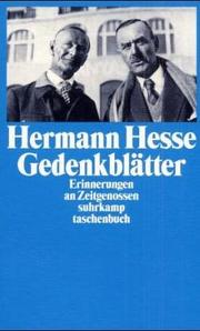 Cover of Gedenkblätter by Hermann Hesse