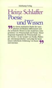 Front cover of Poesie und Wissen by Heinz Schlaffer