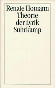 Front cover of Theorie der Lyrik by Renate Homann