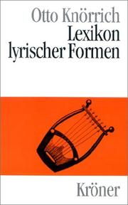 Front cover of Lexikon lyrischer Formen by Otto Knörrich