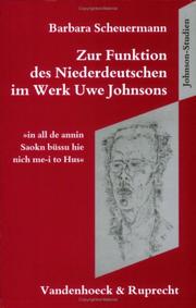 Front cover of Zur Funktion des Niederdeutschen im Werk Uwe Johnsons by Barbara Scheuermann