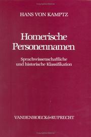 Front cover of Homerische Personennamen by Hans von Kamptz