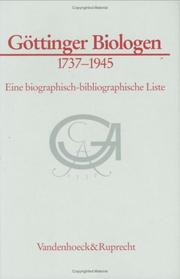Front cover of Göttinger Biologen 1737-1945 by Gerhard Wagenitz