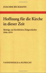 Front cover of Hoffnung für die Kirche in dieser Zeit by Joachim Beckmann