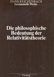 Front cover of Die philosophische Bedeutung der Relativitätstheorie by Hans Reichenbach