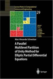 Front cover of A Parallel Multilevel Partition of Unity Method for Elliptic Partial Differential Equations by Marc Alexander Schweitzer