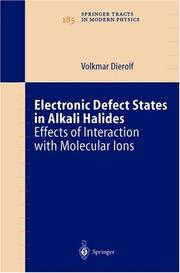 Front cover of Electronic Defect States in Alkali Halides by Volkmar Dierolf