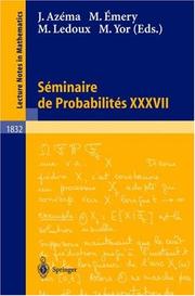 Cover of Séminaire de probabilités XXXVII by J. Azéma