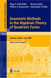 Cover of Geometric methods in the algebraic theory of quadratic forms by Jean-Pierre Tignol