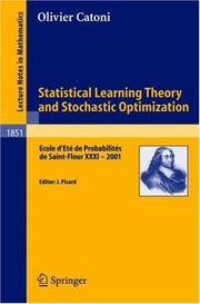 Cover of Statistical learning theory and stochastic optimization by Ecole d'été de probabilités de Saint-Flour (31st 2001)