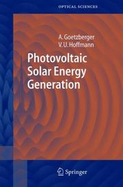 Front cover of Photovoltaic solar energy generation by A. Goetzberger